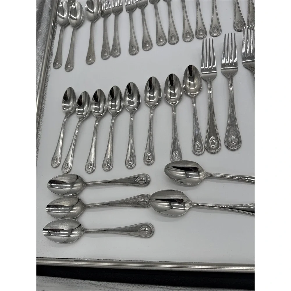 Lenox French Perle Beaded Teardrop‎ 18/10 Vietnam Stainless Steel 60 Pc Set